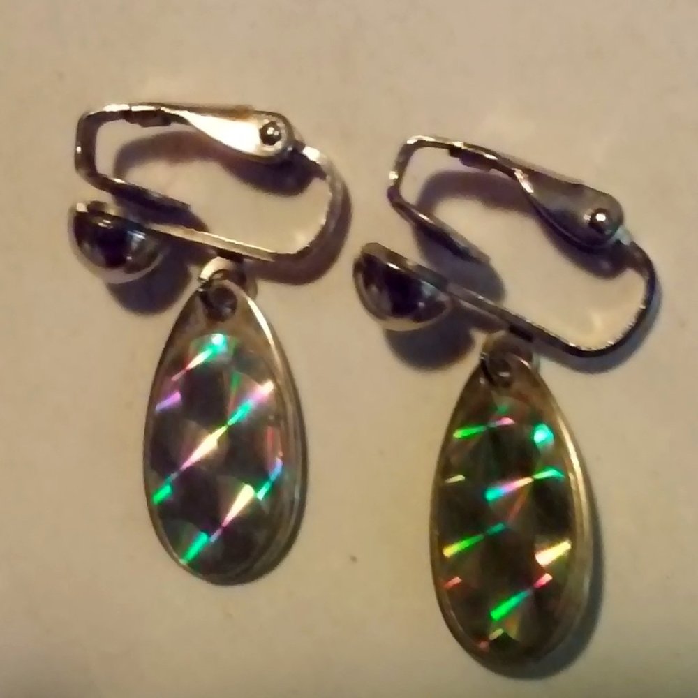 Clip On Silver  Rainbow Colors Hangs 1 "